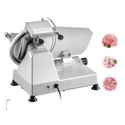 Succebuy Kaupallinen lihaleikkuri, 10 tuuman sähköinen elintarvikeleikkuri, 180 W lihaleikkuri ensiluokkaisella 65 Mn:n terällä, 0-0.4 tuuman sääde...