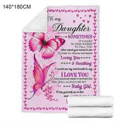 Ensiluokkainen peitto tyttärelleni Rakastan sinua Fleece Love Flannel Heitä peitto Kodikas pehmeä pehmo peitto räätälöity 140x180cm