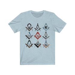 Bricks Masons Firkantet og kompas symboler frimurerisk t-shirt Lyngblå M