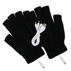 Varychmoo Genopladelige vinter elektriske USB termiske varmehandsker Fuld / halv finger Sort