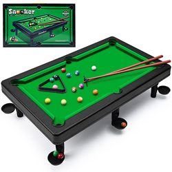 Mini Tabletop Pool Set, Mini Biljardbord Biljard Game Set med 2 Sticks &; 11 Balls Home Office Desk Stress Relief Games 27.5*19.2*7.5cm