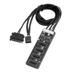 9-nastainen USB-liitäntäjakaja, USB 2.0 -liitäntäjakaja SATA-virtakaapelilla, sisäinen USB-keskitin CPU:lle/RGB-valolle/tulostimelle Musta