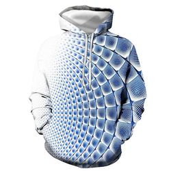 Qian 3d Sweater Swirl Print Langærmet hættetrøje mænds sportstøj Style 18 S