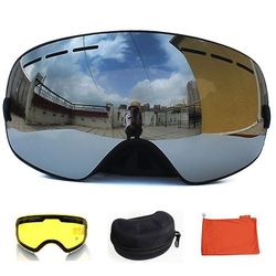 Uv400 Anti-tåge Dobbelt Lag Ski Beskyttelsesbriller Mask Skiløb Briller Sne Snowboard briller prydede Linse Mirror Beskyttelsesbriller Sag Sæt Sort...