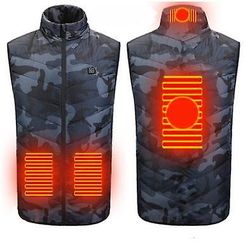 Lauwodun Smart Opladning Opvarmning Undertrøje Opvarmning Undertrøje Down Bomuld Opvarmning Tøj Elvarme Bomuldsjakke - Camouflage 4 Zoner S