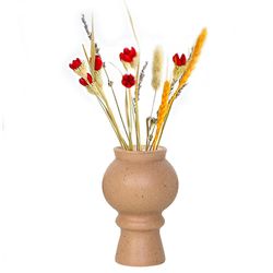Keramisk vase i europæisk stil, grov keramisk tørret blomstervase A-Pink