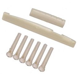 Bærbar 6 streng guitar bridge pins sadel møtrik akustisk kvæg tailpiece Hvid