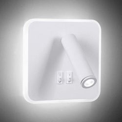 Linkrunning 8W moderne LED-væglampe væglæselampe med 350 drejekontakt 3W LED vægspotlight indendørs væglampe til soveværelset sengestue, hvid 6000K