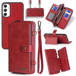 Samsung Galaxy A54 5G irrotettavalle 2-in-1-puhelimen lompakkokotelolle monitoimikansi Punainen