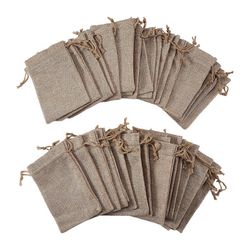 40 kpl säkkikangaslaukut kiristysnyörillä, 13cmx10cm säkkikangas kiristysnyöri lahjapussi korupussit avioviikolle Pellavan väri