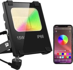 Led Spotlight 15w valonheitin Ulkona Valonheitin Bluetooth-sovellus Ohjaus 16 miljoonaa väriä ja 20 tilaa Älykäs Led Valonheitin, Ip66 Outdoor Spot...