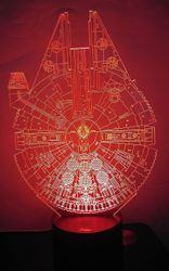 Heytea Millennium Falcon 3d Night Light Led Illusion Lampa Sängliggande bordslampa, 7 färgskiftande lampor med akrylplatt & Abs Bas & USB-laddare s...