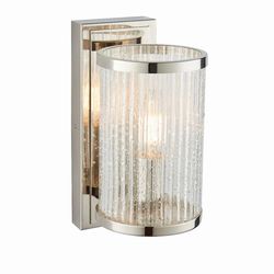 Endon Collection Lighting Easton 1 Lys væg Bright Nikkel, ribbet glas med bobler, E14