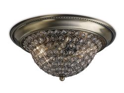 Inspired Lighting Paloma Flush Bowl Loft Medium 2 Lys Antik Messing, Krystal