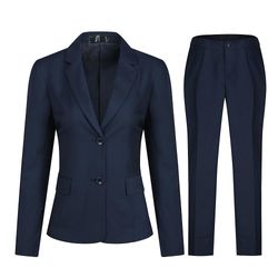 Allthemen Kvinder 2-delt Office Lady Business Slim Fit Blazer Bukser Mørkeblå XL