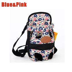 Pet Hund Cat Bag Bag Lille Hund Skuldertaske Udendørs Travel Front Mesh Bæretaske Blå Pink L