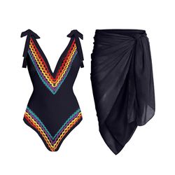 Swimwear Kvinnlig retro baddräkt svart kjol semester strandklänning vintage deep v designer baddräkt sommar surfkläder XL