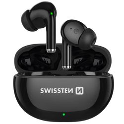 Swissten Langattomat Bluetooth-kuulokkeet latauskotelolla Musta