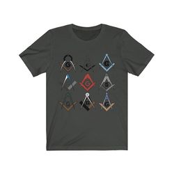 Bricks Masons Firkantet og kompas symboler frimurerisk t-shirt Mørk grå S