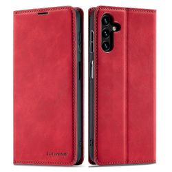 FORWENW Fantasy -sarja Samsung Galaxy A54 5G -iholle nahkainen puhelimen kansi jalusta lompakkokotelo Punainen