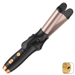Travel Curling Iron Langattomat kiharrin naisille 3 Temps Digitaaliset asetukset Anti-Scald 2 in 1 kiharrin suoristusrauta Musta Rechargeable Model