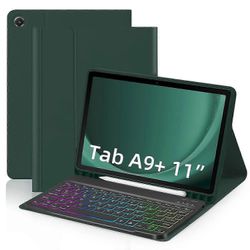 Samsung Galaxy Tab A9+ Nahkakotelo Irrotettavalla RGB-taustavalaistulla näppäimistöllä Style D