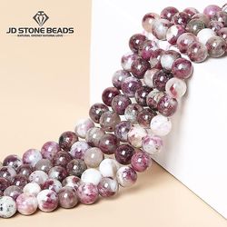 Initially Natural Stone Plum Flower Turmalin Ekte Round Loose Spacer Helse Gemstone Perler For smykker Making DIY armbånd tilbehør 7A svart turmali...