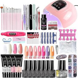 Neglesett med neglelampe Negletørker Neglebormaskin Manikyrsett Poly Nail Gel Kit Polish Set Soak-off Nail Art Tools sett (zh159-4china