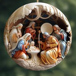 6pcs Christmas Nativity Scene Ornaments, Akryl Nativity Christmas Ornament, Hanging Ornament Nativity Scene Anheng For Xmas Religiøs gave A 1pcs