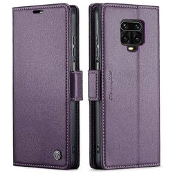 Foxdock CaseMe-kotelo Xiaomi Redmi Note 9S / Note 9 Pro -lompakkokotelokorttipaikalle petostentorjunta iskunkestävä kotelon jalusta Violetti