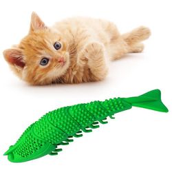 Pet Cat Legetøj Rejer Form Cat Tandbørste Begyndervanskeligheder Legetøj med Katteurt Pet Toys Rejer Bite Clean Tooth Kæledyr Rengøringsmateriel