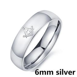 Bricks Masons Le baiser firkantet og kompas glatte runde ringe 6 mm sølv 10