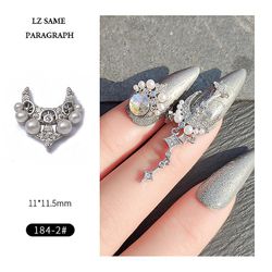 Manicure Zircon smykker Pearl Luksus Palace Mørk barok neglebjørn Dekoration 1842