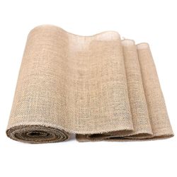 Qian 1pcs 30cm * 10m rustikke Country Runner Jute Linned for Tabel Decor Home Dug|tabel Løbere (khaki)