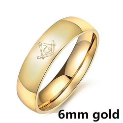 Bricks Masons Le baiser firkantet og kompas glatte runde ringe 6 mm guld 9