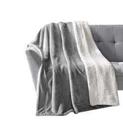 Handuo Sherpa Fleece Kast Tæppe Tyk Fuzzy varme bløde tæpper og kaster til sofa grå