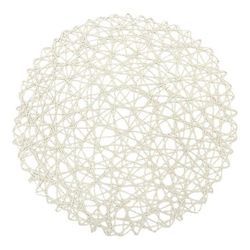 Pyöreä paperikuitu kudottu paikka matot koristeellinen punottu luonnonmatto lomat juhlat sisustus 15 tuumaa 12 valkoinen