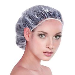 100pcs Bonnets De Douche Jetables Transparent Impermable En Plastique Pour Salle De Bains, Spa, Usage Domestique
