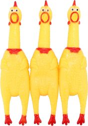Skrigende kyllingehundelegetøj, gul gummi skælvende kyllingelegetøjsnyhed og holdbare gummikyllinger til hunde
