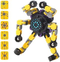 AIR Transformerbar fingerspids roterende top fokus legetøj med DIY transformerbar kæde mekanisk spiral twister gul