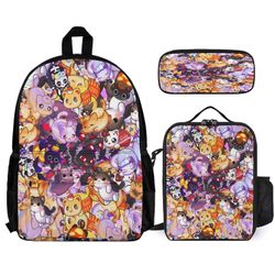 Aphmau-reppu 3-osainen kannettavan tietokoneen reppu penaalin lounaspussiyhdistelmällä One Size