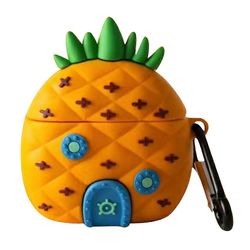 AirPods 4 Case 3D Cartoon -söpö silikonikuulokkeiden suojus karabiinilla Monivärinen Pineapple House