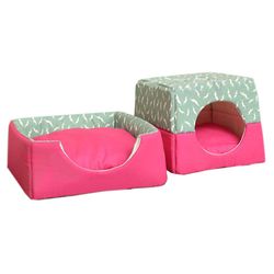 Ruili Pet Hund Cat House Dobbelt formål Teddy House rosa rød S