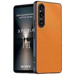 Sony Xperia 1 VI -kotelolle PU-nahka + kova PC-kuoren rakenne erittäin ohut puhelimen kansi Oranssi