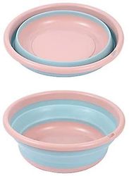 Bærbart sammenklappeligt silikone håndvask (pink trompet) Pink blå stor