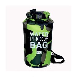 Vandtæt badepose Tør sæk camouflage farver drivende rafting taske 15L Grøn