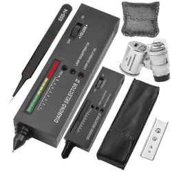 Ammattimainen timanttitesterikynä 60x LED-suurennuslasilla, korujen jalokiven aitouden ilmaisintyökalu timanttien ja moissaniitin testaukseen musta