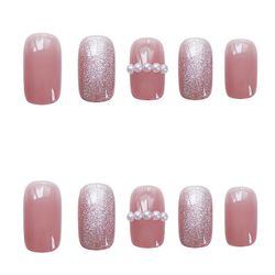 Crystal Powder Pearl Fake Nail Patch Iført Nail Patch Færdig Nail Patch 24 Nail Patches Krystalpulver perle