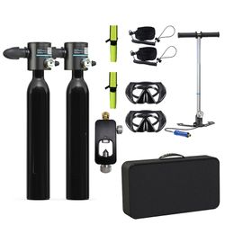Pro Scuba-Diving Equipment Set 0.5L Double Oxygen Sylinteri Snorklaussetti Musta
