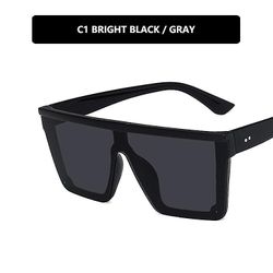 Ny trend Stor ramme Uv400 solbriller i ét stykke Street Shooting Mandlige / kvindelige solbriller Retro sort